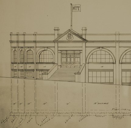 Detail from original plans for Hawthorn Tram Depot. From the collection at the Melbourne Tram Museum