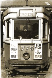 Sydney R 1775 at Waverley Depot, circa 1950. Photograph from the Melbourne Tram Museum collection
