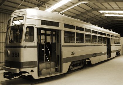 Adelaide H1  no 381 at the Australian Electric Traction Museum at St Kilda, South Australia, 2004. Photograph courtesy Mal Rowe.
