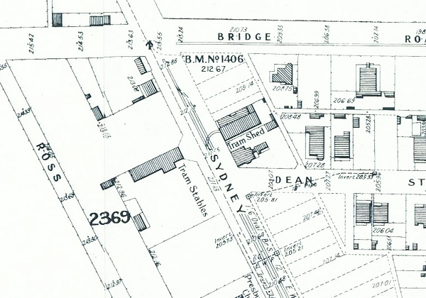 Section of MMWB Map 110 showing location of stables and offices