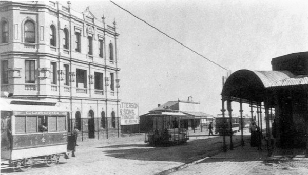 Horse car and shunting cable cars at Moreland Road. Photograph courtesy Coburg Historical Society