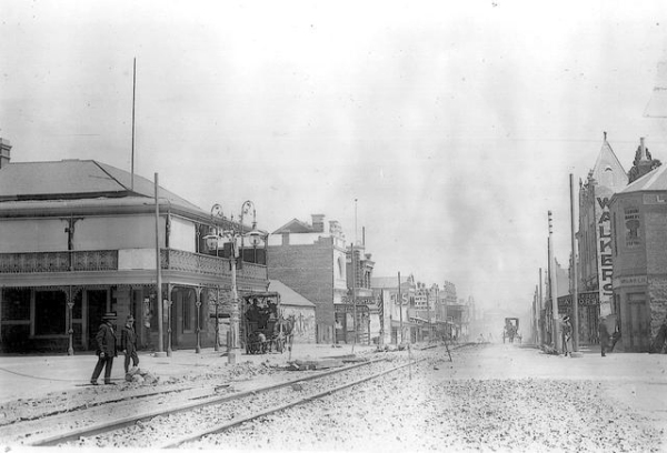 Coburg horse tram rails being removed. Photograph courtesy Coburg Historical Society