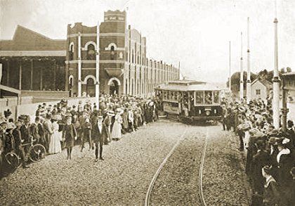 PMTT opening day, 30 May 1910 at Malvern Depot, Coldblo Road. Photograph courtesy City of Stonnington