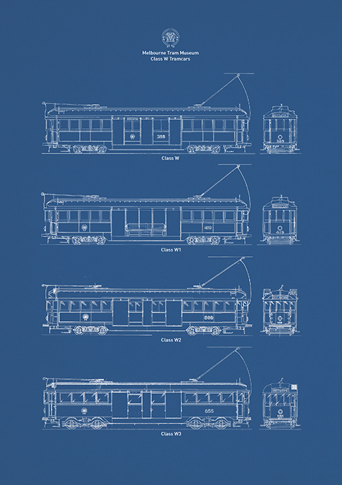 W class blueprint poster - Melbourne Tram Museum