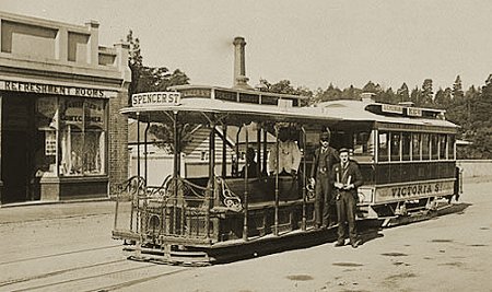 Cable tram at Victoria Street terminus, 1892-3. Photograph courtesy National Library of Australia